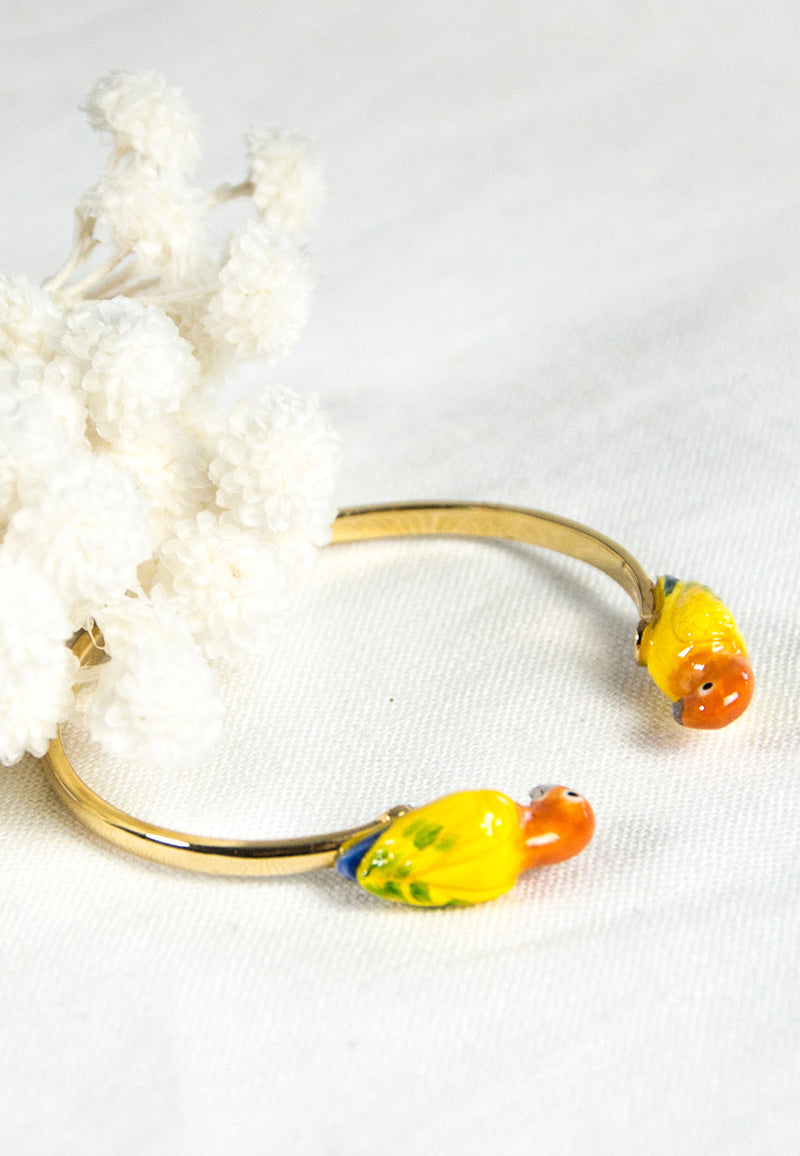 Yellow parrot face to face bracelet