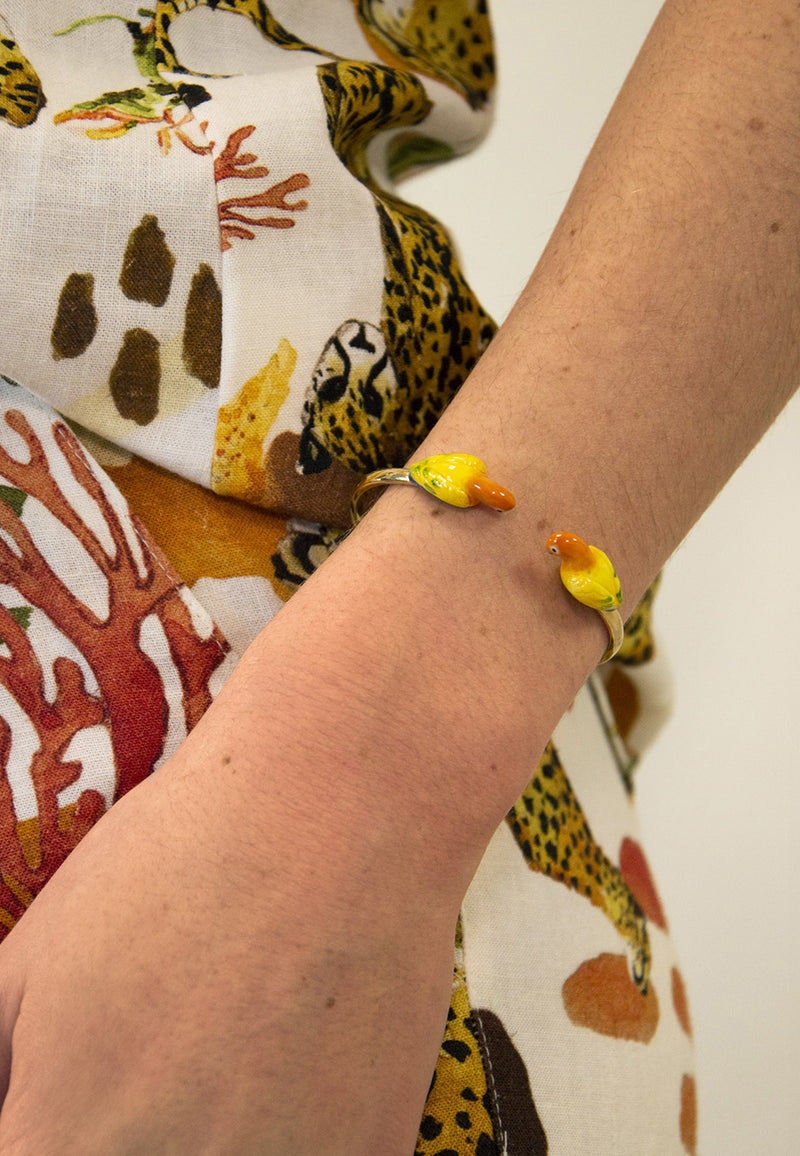 Yellow parrot face to face bracelet