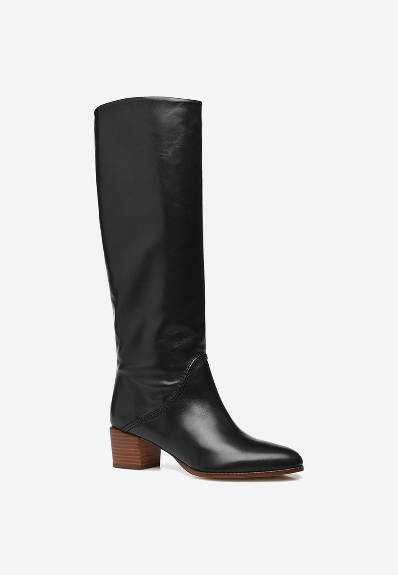 Leather knee boots