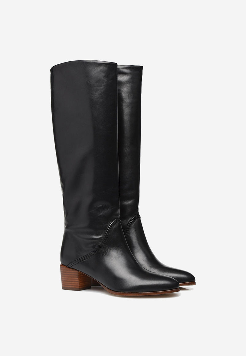 Leather knee boots