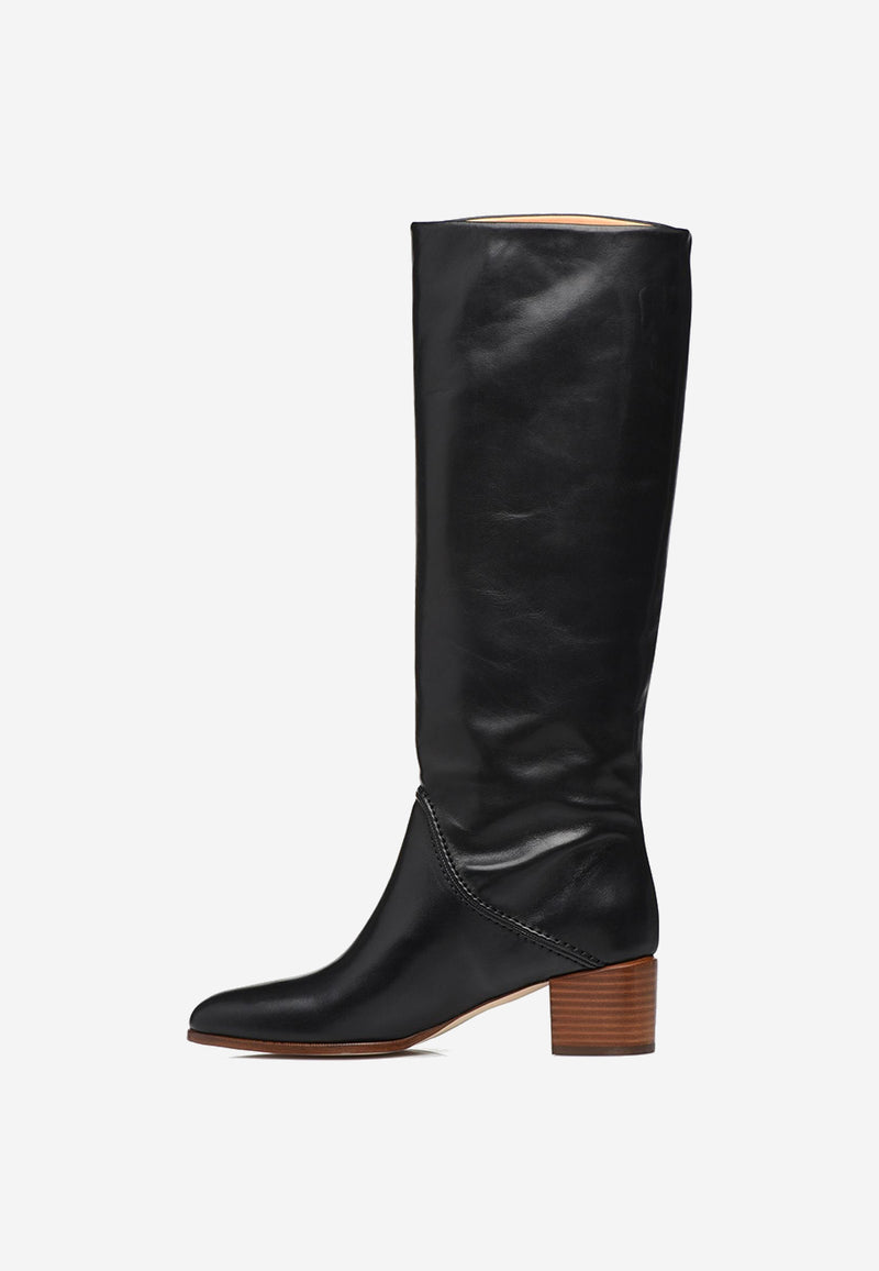 Leather knee boots