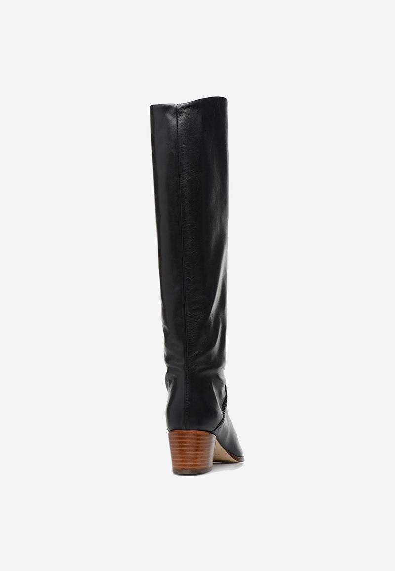 Leather knee boots