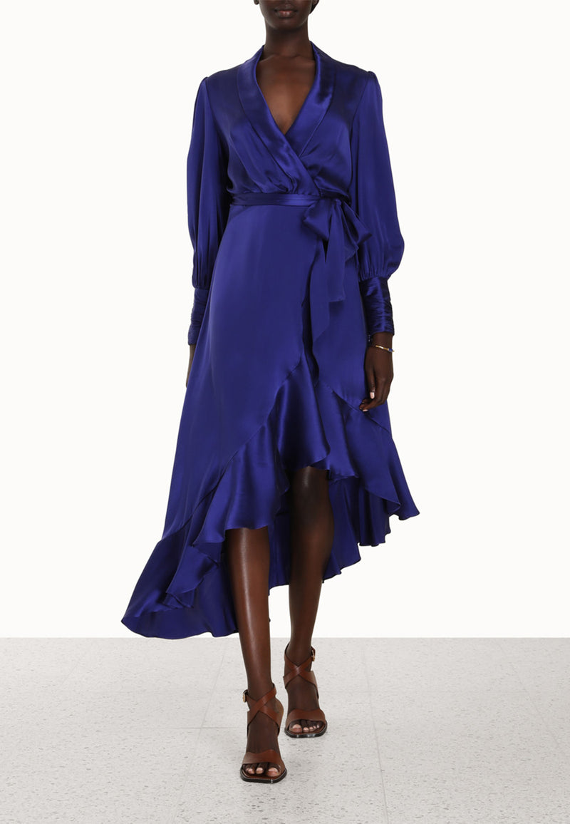 Silk wrap midi dress