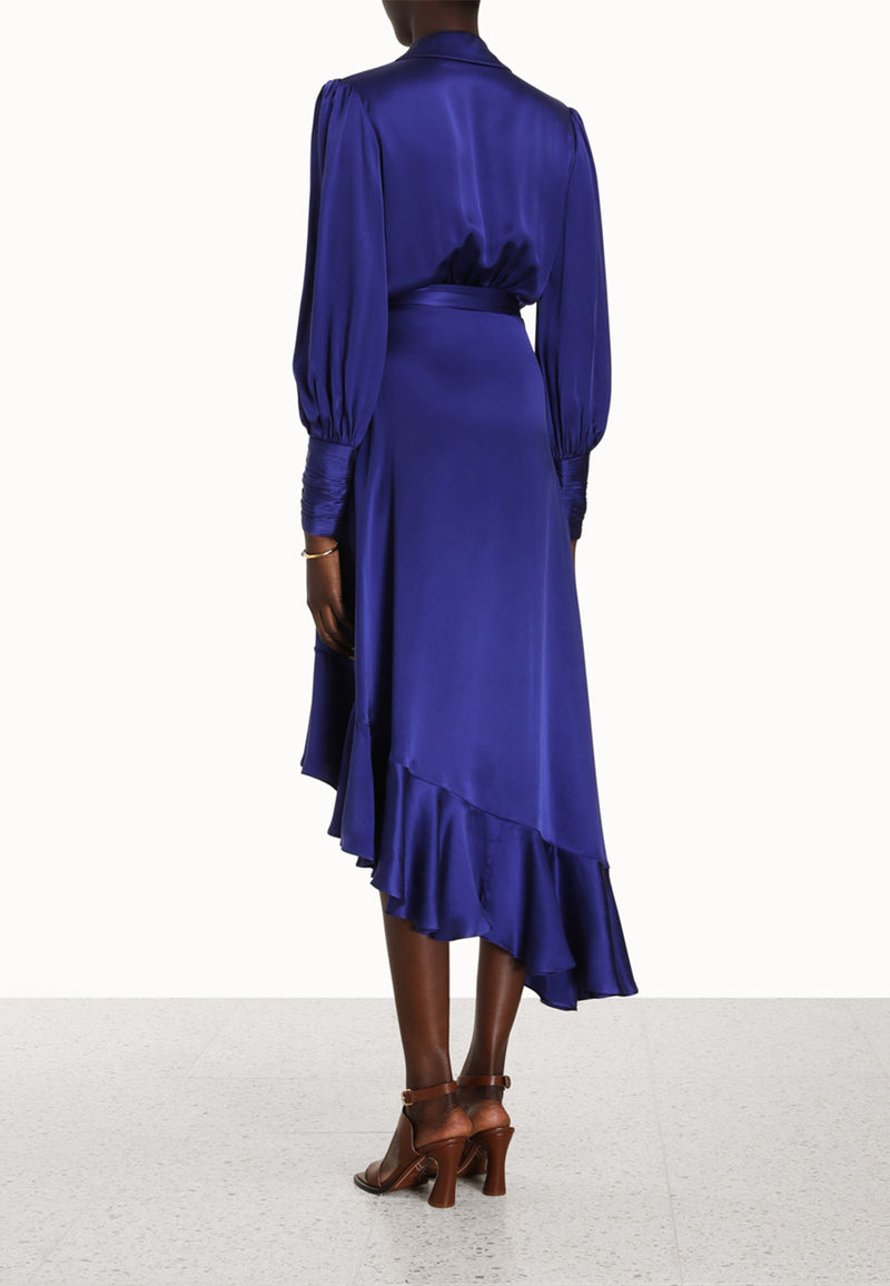 Silk wrap midi dress