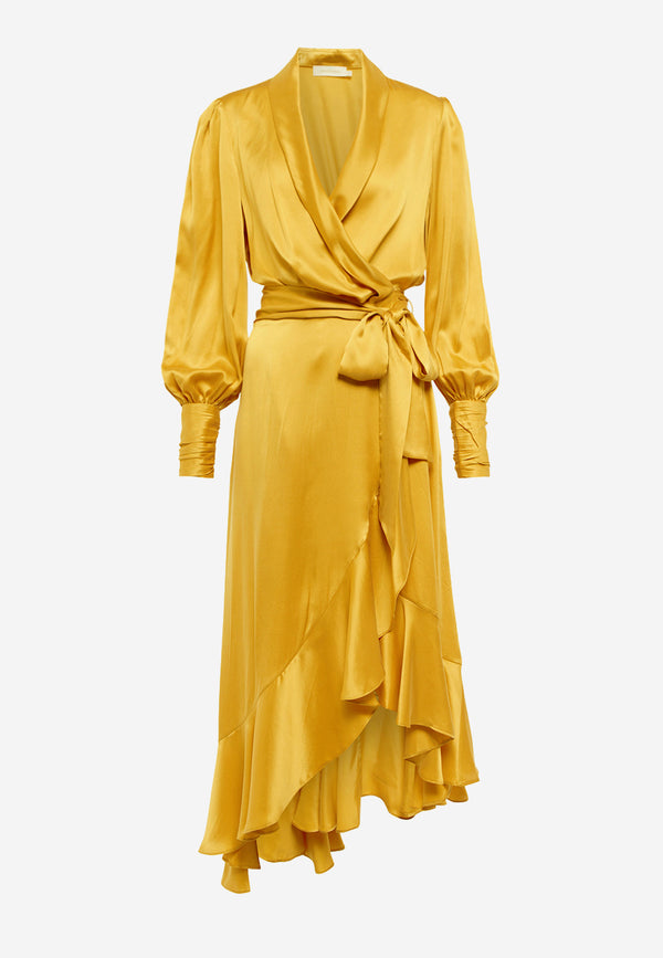 Silk wrap midi dress