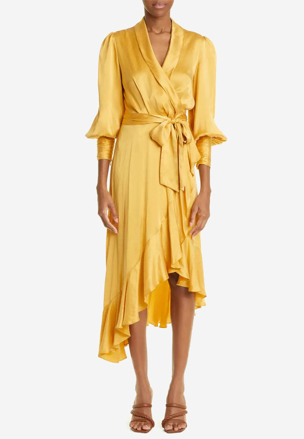 Silk wrap midi dress